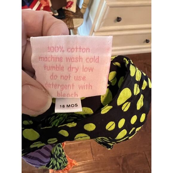 Frumpy Rumps‎ Toddler Baby 18 Months Black Green Polka Dot Dress - Picture 4 of 6